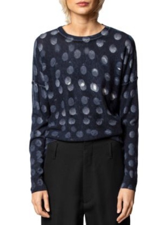 Zadig & Voltaire Sweaters - Zadig & Voltaire Anouk Cashmere Dot Sweater Navy Polka Dot Size L Lightweight